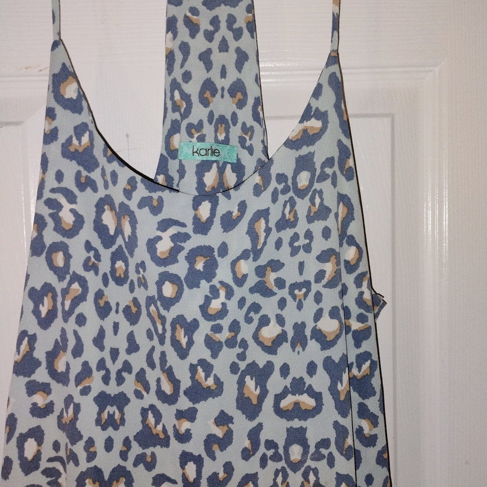 Karlie Blue Leopard Print Tank Top PTP 20"